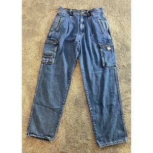 Vintage Bugle Boy Jeans Mens Blue Cargo Pockets Streetwear Skate Y2K 33x32 Denim